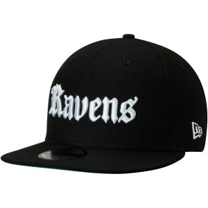 Men’s Baltimore Ravens New Era Black Gothic Script 9FIFTY Adjustable Snapback Hat