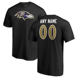 NFL Pro Line Baltimore Ravens Black Personalized Name & Number Logo T-Shirt